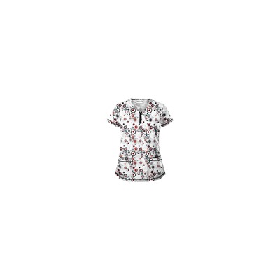 UA Mod Mix White Print Scrub Top
