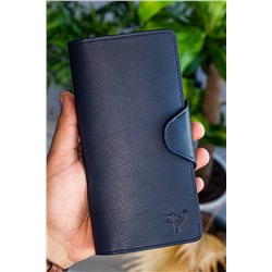 Garbalia, Unisex Lacivert Martha Hakiki Deri Portföy Cüzdan