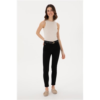 Kadın Siyah Toothpick Fit Kanvas Pantolon