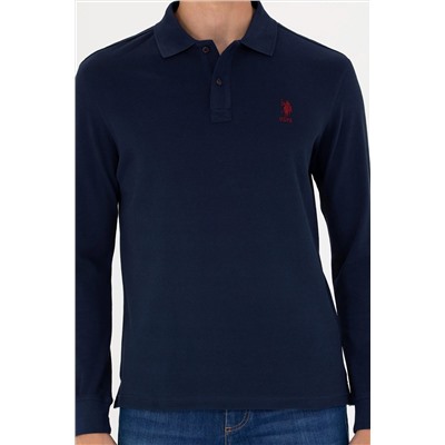 Erkek Lacivert Basic Polo Yaka Sweatshirt