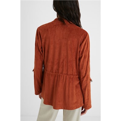 Blazer abierta efecto piel