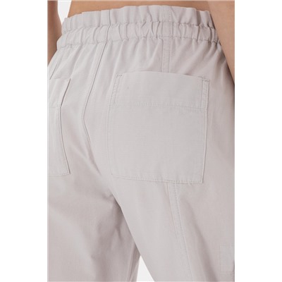 Kadın Açık Gri Jogger Fit Kanvas Pantolon