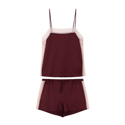 Pijama corto encaje vino