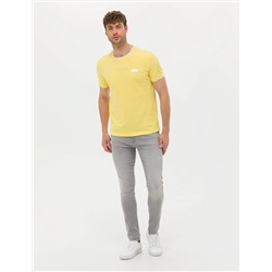 Açık Sarı Slim Fit Bisiklet Yaka Tişört