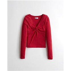 Knot-Front V-Neck Top
