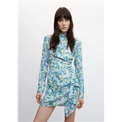 Vestido estampado floral volante -  Mujer | MANGO OUTLET España