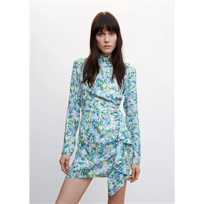 Vestido estampado floral volante -  Mujer | MANGO OUTLET España