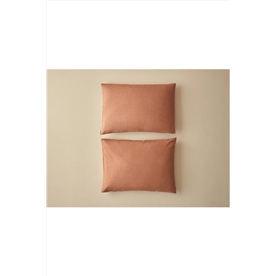 English Home Textured Plain Kolay Ütülenir 2'li Yastık Kılıfı 50x70 Cm Terracotta 10040366