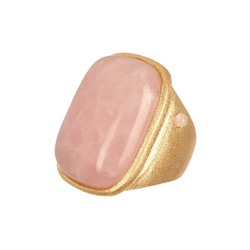 Rivka Friedman Rose Quartz Cabochon Bold Rectangular Ring