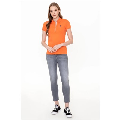 Kadın Turuncu Basic Polo Yaka Tişört