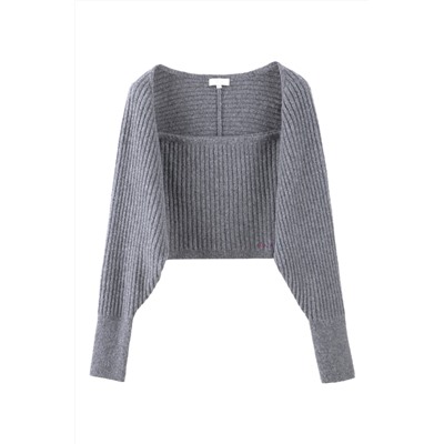 Jersey efecto doble prenda de lana y pelo de yak - Gris jaspeado