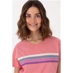 Kadın Pembe Bisiklet Yaka Tişört