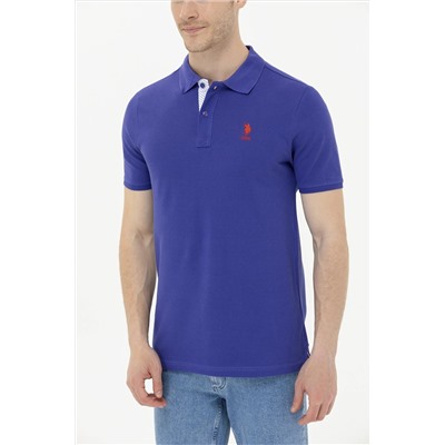 Erkek Mavi Basic Polo Yaka Tişört