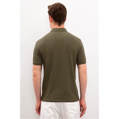 Erkek Koyu Haki Basic Polo Yaka Tişört