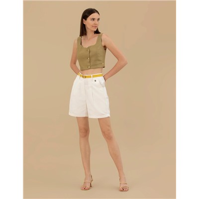 Yeşil Crop Top Bluz