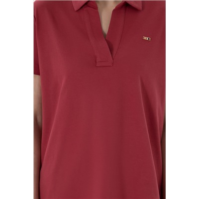 Kadın Vişne Basic Polo Yaka Tişört