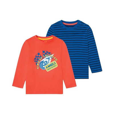 lupilu Kleinkinder Jungen Langarmshirts, 2 Stück, aus reiner Baumwolle