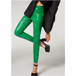 Thermo-Leggings im Skinny Fit in Vinyloptik