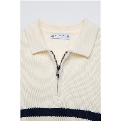 STRIPED SWEATER WITH ZIP