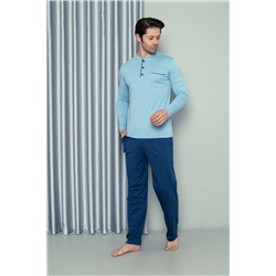 AHENGİM Man Erkek Pijama Takımı Uzun Kol Süprem Cep Parçalı Pamuklu Mevsimlik M58142264 1-2-10001207