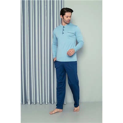 AHENGİM Man Erkek Pijama Takımı Uzun Kol Süprem Cep Parçalı Pamuklu Mevsimlik M58142264 1-2-10001207