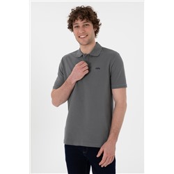 Erkek Regular Fit Polo Yaka Gri Basic Tişört