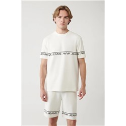 Avva, Erkek Beyaz Baskılı Bisiklet Yaka Soft Touch T-shirt A41y1329