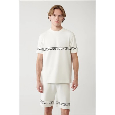 Avva, Erkek Beyaz Baskılı Bisiklet Yaka Soft Touch T-shirt A41y1329