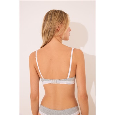 GORGEOUS Sujetador push up algodón relleno aro gris