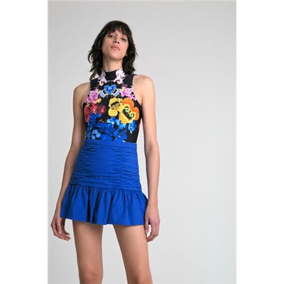 Minifalda drapeada volante