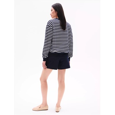 Gold Button Stripe Crewneck Sweatshirt