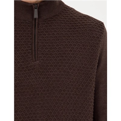 Kahverengi Slim Fit Kazak