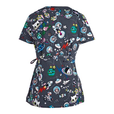 koi Scrubs tokidoki Space Mock Wrap Print Top