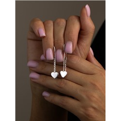 Серьги-продёвки из серебра родированные - Сердца 925 пробы 12-1751р