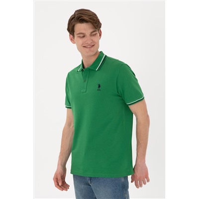 Erkek Regular Fit Polo Yaka Yeşil Basic Tişört