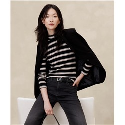 Ribbed Mock-Neck T-Shirt
