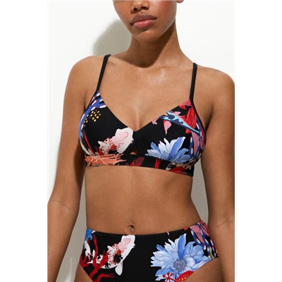 Top bikini triángulo corales