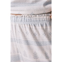 Pijama largo punto suave cenefas azul