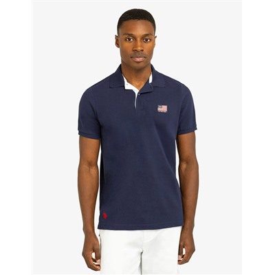 FLAG PIQUE POLO SHIRT WITH UNDER COLLAR DETAIL