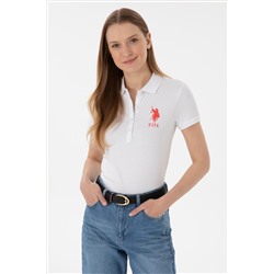 Kadın Beyaz Basic Polo Yaka Tişört