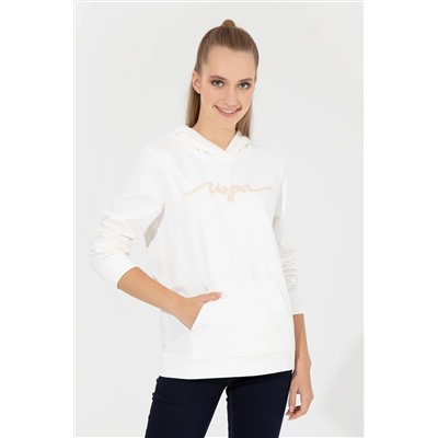 Kadın Ekru Kapüşonlu Sweatshirt
