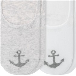 2 Paar Damen Füsslinge mit Anker-Motiv