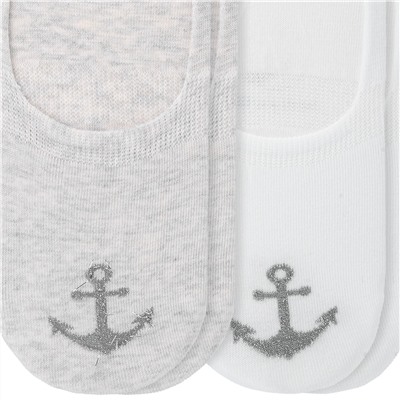 2 Paar Damen Füsslinge mit Anker-Motiv