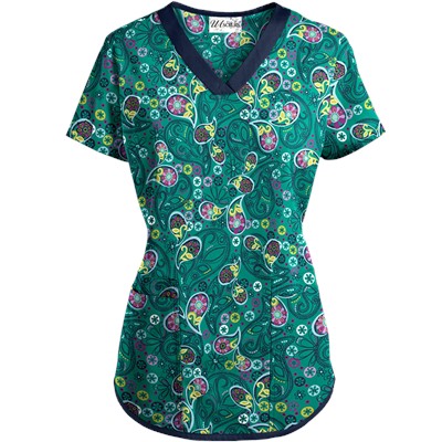 UA Pretty Persian Rain Forest Print Scrub Top