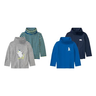 lupilu Kleinkinder Jungen Ski Rollkragenshirts, 2 Stück, mit hohem Baumwollanteil