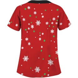 UA Twirling Snowmen Red Scrub Top