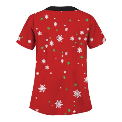 UA Twirling Snowmen Red Scrub Top