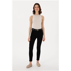 Kadın Siyah Toothpick Fit Kanvas Pantolon