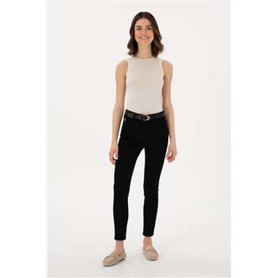 Kadın Siyah Toothpick Fit Kanvas Pantolon