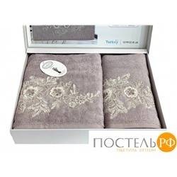 Набор полотенец Карвен "FLOWERS"гипюр с кружевом,бамбук 50*90/70*140 HS1716 v4 lila/лиловый